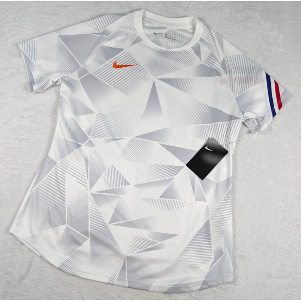 Nike Dri Fit Womens Soccer Training Jersey Medium White Geometric NWT